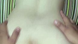 petite teen gets on all fours for stepfather's doggystyle, cumshot on tits.