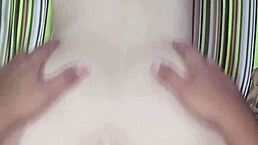 petite teen gets on all fours for stepfather's doggystyle, cumshot on tits.