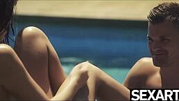 i feel so sexy with big tits and muff diving in the pool