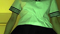 Japanese Teen Teases with Panty Flash and Expert Handjob