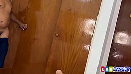 Catching niece dressing turns me on, I surprise her naked, pull out my cock, and she sucks it like a whore