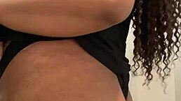 Ebony chubby latina shows big ass in hotel bathroom.