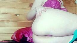 sweet blonde girl in mask fingers her wet pussy to orgasm