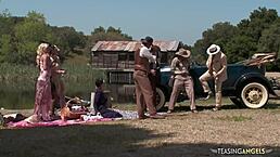 a group of naughty friends love fucking together outdoors