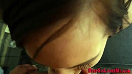 Stepsister amateur sucks interracial cock in pov blowjob.