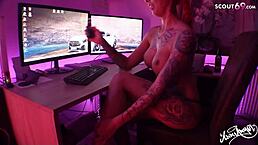 anni angel rates your cock while masturbating with toys