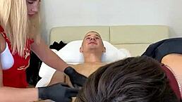 Watch Sugarnadya depilate bikini area with her student