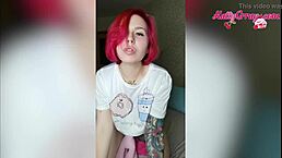 Bitch With Red Hair With Butt Plug In The Ass Plays With Her Tight Pussy