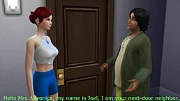 Hey, check out my little neighbor in Sims 4 giving oral and handjob