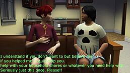 Hey, check out my little neighbor in Sims 4 giving oral and handjob