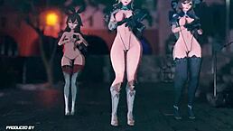 Hey, check out Amber, Lisa, and Jean rocking bikinis in MMD Genshin! 😍