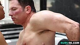 Busty masseuse luna star gets her pussy licked in the bathroom.