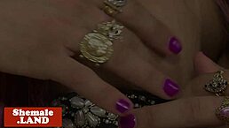 Teasing trans beauty wanks in lingerie