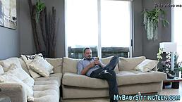 oh, that brunette babysitter rides so wildly!