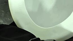 I stroked my shaved cock in the restroom until I came.