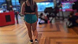 cristina almeida flashes cameltoe in tight shorts at fortaleza gym, filmed by cuckold husband