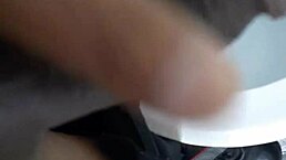 I stroked my shaved cock in the restroom until I came.