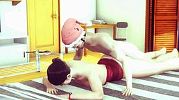 3d animation couple having creampie sex with monster cock and big tits