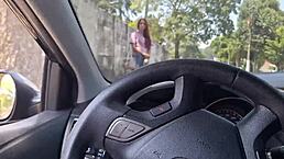 Bati punheta for hot chick at bus stop craving wild action