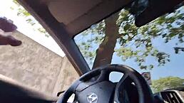 Bati punheta for hot chick at bus stop craving wild action