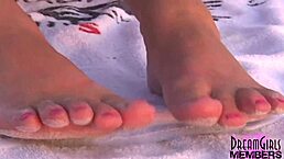 Can this smoking hot blonde really flash her big tits and pee in public?