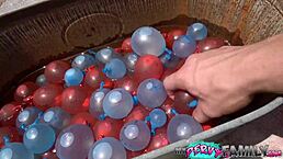 I watch my hot blonde stepsister fuck in the pool, cumshot all over her ass.