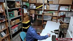 The shoplifter bent over as her shaved pussy got banged by a monster cock in this reality scene