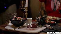 I-I mean, vixen model sybil seduces me, the vip, with deepthroat and cum in mouth during fashion show