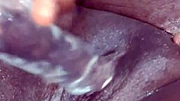 ebony solo squirting with huge tits and big ass using toys in softcore blowjob