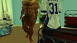 Redheaded cheerleader satisfies multiple black football players with her skills