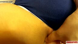 Japanese Cosplay Girl Orgasms With Dildo In School Swimsuit!