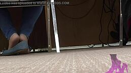 wife's candid library moments with nylons