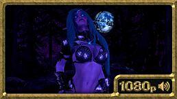 Tyrande the gorgeous night elf dances seductively in the moonlight, showing off her big tits and ass 😍