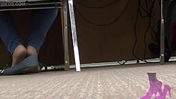 wife's candid library moments with nylons