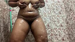 morena dancing funk while showering, damn she’s hot with that big cock tease