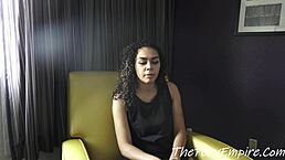 Latina teen's first casting deepthroat