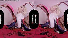 Spider Gwen blows mind with mouth in VR cosplay