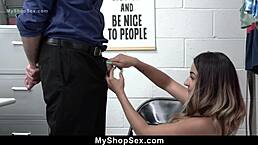 hey, teen cries to avoid cops for shoplifting, ends up in tight cowgirl office fuck 😏