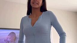 Pov ebony slut begs for cum on face