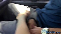 Milf Gives Public Footjob in Car