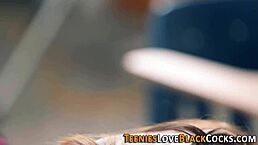 teen gets interracial oral from monster cock in uniform