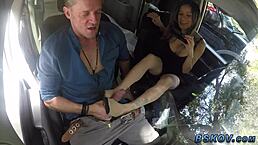 Milf Gives Public Footjob in Car