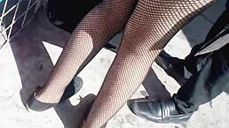 Milf with big ass walks the streets seductively