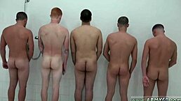Naked gay soldier hazed in shower with penis exposure 😏