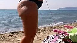 wife shows off with handjobs and blowjobs on the beach