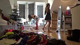 Teen 18+ dances without panties at party, caught on voyeur cam