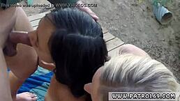 Police grope amateur threesome with border slut