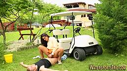 Watch This Slut Get Pissed On Outdoors! What A Golden Shower Fetish!