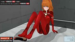 uncensored hentai animation with asuka's footjob