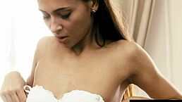 cute brunette strips lingerie and masturbates eagerly 😍